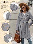 Women's Double Breasted Pea Coat Winter Warm Wool Blend Notch Collar Elegant Mid-Length Thicken Jacket with Pockets（S-XXL)
