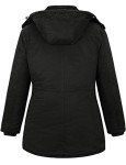 Soularge Women's Winter Plus Size Padded Fleece Parka Coat with Hood (Black, 4X)