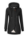 Oleda Women's Zip Up Hoodies Oversized Sweatshirt Casual Long Sleeve Coat with Oblique Zipper and Pockets Sweater Jacket (CA/US, Alpha, Medium, Regular, Regular, Black)