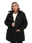 Soularge Women's Winter Plus Size Padded Fleece Parka Coat with Hood (Black, 4X)
