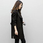Wool Coats for Women Plus Size Winter Trendy Jacket Double Breasted Medium Length Outwear Solid Color Overcoat (CA/US, Alpha, XX-Large, Regular, Regular, Black)