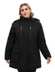 Soularge Women's Winter Plus Size Padded Fleece Parka Coat with Hood (Black, 4X)