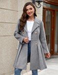 Women's Double Breasted Pea Coat Winter Warm Wool Blend Notch Collar Elegant Mid-Length Thicken Jacket with Pockets（S-XXL)