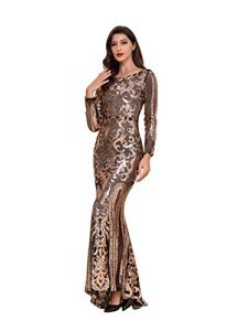 Black Gold Sequin Mermaid Evening Dress for Women