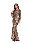 Black Gold Sequin Mermaid Evening Dress for Women