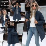 Women's Winter Jacket Mid-Length Puffer Down Coat Waterproof Parka with Removable Hood Thicken Outerwear(Navy Blue,M)
