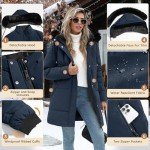 Women's Winter Jacket Mid-Length Puffer Down Coat Waterproof Parka with Removable Hood Thicken Outerwear(Navy Blue,M)
