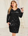 Plus Size Sequin V Neck Mini Cocktail Dress