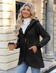 Oleda Women's Zip Up Hoodies Oversized Sweatshirt Casual Long Sleeve Coat with Oblique Zipper and Pockets Sweater Jacket (CA/US, Alpha, Medium, Regular, Regular, Black)