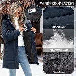Women's Winter Jacket Mid-Length Puffer Down Coat Waterproof Parka with Removable Hood Thicken Outerwear(Navy Blue,M)