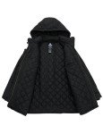 Wantdo Women's Winter Jacket Fur Hooded Quilted Parka Coat Black XXL
