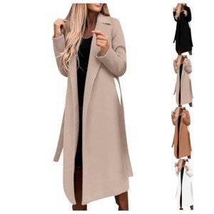 Sales Today Clearance Trench Coat for Women Winter Wool Jacket Trendy Notch Lapel Long Pea Coats Casual Winter Warm Overcoats with Belt