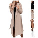 Sales Today Clearance Trench Coat for Women Winter Wool Jacket Trendy Notch Lapel Long Pea Coats Casual Winter Warm Overcoats with Belt
