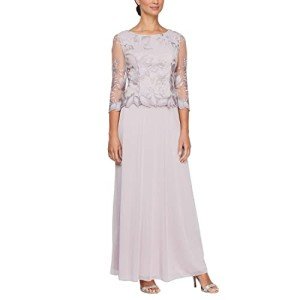 Plus Size Lace Bodice Mock Gown - Smokey Orchid