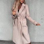 Sales Today Clearance Trench Coat for Women Winter Wool Jacket Trendy Notch Lapel Long Pea Coats Casual Winter Warm Overcoats with Belt