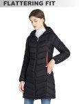 SLOWTOWN Women’s Lightweight Puffer Coat Long Hooded Puffer Jakcet Packable Warm Winter Coat (Dark Black, Small)