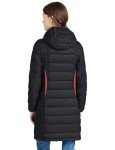 SLOWTOWN Women’s Lightweight Puffer Coat Long Hooded Puffer Jakcet Packable Warm Winter Coat (Dark Black, Small)