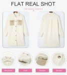 EVALESS Fuzzy Fleece Jackets for Women Fashion Button Down Lapel Long Sherpa Jacket Coat Fall 2024 Outfits Business Casual Long Sleeve Shacket Faux Fur Warm Winter Outwear with Pockets Beige X-Large