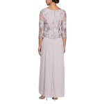 Plus Size Lace Bodice Mock Gown - Smokey Orchid
