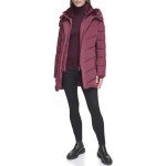 Calvin Klein Women's Long Bib-Front Puffer Jacket, Oxblood, Medium
