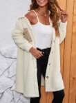 EVALESS Fuzzy Fleece Jackets for Women Fashion Button Down Lapel Long Sherpa Jacket Coat Fall 2024 Outfits Business Casual Long Sleeve Shacket Faux Fur Warm Winter Outwear with Pockets Beige X-Large