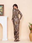 Black Gold Sequin Mermaid Evening Dress for Women