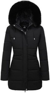 MOERDENG Women's Long Winter Puffer Coat Thicken Fleece Lined Down Jacket Waterproof Faux Fur Detachable Hooded Parka