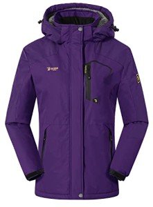 Rdruko Women's Waterproof Ski Snowboard Fleece Jacket Snow Winter Coat Rain Jacket Hooded (Purple, CA M)