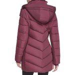 Calvin Klein Women's Long Bib-Front Puffer Jacket, Oxblood, Medium