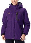 Rdruko Women's Waterproof Ski Snowboard Fleece Jacket Snow Winter Coat Rain Jacket Hooded (Purple, CA M)