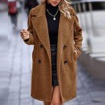 Women's 2024 Winter Coats Faux Fur Long Sleeve Lapel Overcoat Fuzzy Fleece Outerwear Button down Sherpa Jackets, Brown, Medium