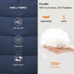 SLOW DOWN Women Winter Down Puffer Coat Warm Hooded Mid-Length Down Jacket for Women with Faux Fur Trim Hood and Pile Collar (Navy, L)