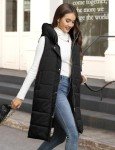 Xukk Puffer Vest for Women Long Down Hooded Vest Womens Sleeveless Zip Up Jacket Winter Thick Coats with Pockets