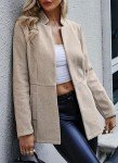 Jhsnjnr Women's Business Work Long Sleeve Trench Wool Coat with Pockets Open Front Casual Long Blazer Jacket Apricot