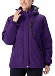 Rdruko Women's Waterproof Ski Snowboard Fleece Jacket Snow Winter Coat Rain Jacket Hooded (Purple, CA M)