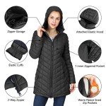 Outdoor Ventures Women's Hooded Ultra Lightweight Warm Long Winter Puffer Coat