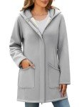 Oleda Zip Up Womens Hoodies Sherpa Fleece Winter Jacket Hoodie Long Sleeve Tunic Sweatshirt Hooded Coats with Pockets Light Grey