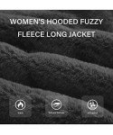 RISISSIDA Long Faux Fur Coat Women Jacket with Hood Fuzzy Fleece Winter Fall Thermal Shearling Warm Fluffy Furry Overcoat Black 120757 X-L