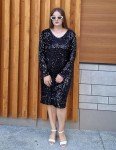 Plus Size Sequin V Neck Mini Cocktail Dress