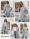 Oleda Zip Up Womens Hoodies Sherpa Fleece Winter Jacket Hoodie Long Sleeve Tunic Sweatshirt Hooded Coats with Pockets Light Grey