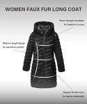RISISSIDA Long Faux Fur Coat Women Jacket with Hood Fuzzy Fleece Winter Fall Thermal Shearling Warm Fluffy Furry Overcoat Black 120757 X-L
