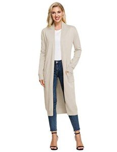 GRACE KARIN Womens Long Duster Cardigan Knit Cardigan Loose Outwear Coat for Spring and Summer Beige L