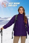 MAGCOMSEN Winter Coats for Women Snow Jacket Waterproof Fleece Lined Ski Coats 3 in 1 Warm Dark Purple XL