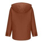 Women Quilted Pullover Puffer Jacket Oversized Casual Long Sleeve Hooded Coats Winter Warm Outwear with (Brown, L)