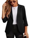 GRECERELLE Blazers for Women Lightweight Suit Jackets 3/4 Sleeve Casual Work Office Blazer Jacket with Pockets Black-6