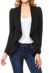 MINEFREE Women's Long Sleeve Classic Draped Open Front Lightweight Blazer(S-3XL), Black, X-Large