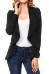 MINEFREE Women's Long Sleeve Classic Draped Open Front Lightweight Blazer(S-3XL), Black, X-Large