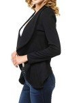 MINEFREE Women's Long Sleeve Classic Draped Open Front Lightweight Blazer(S-3XL), Black, X-Large