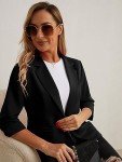GRECERELLE Blazers for Women Lightweight Suit Jackets 3/4 Sleeve Casual Work Office Blazer Jacket with Pockets Black-6