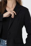 Beninos Womens One Button Blazer Lightweight Office Work Suit Jacket (918 Black, S)